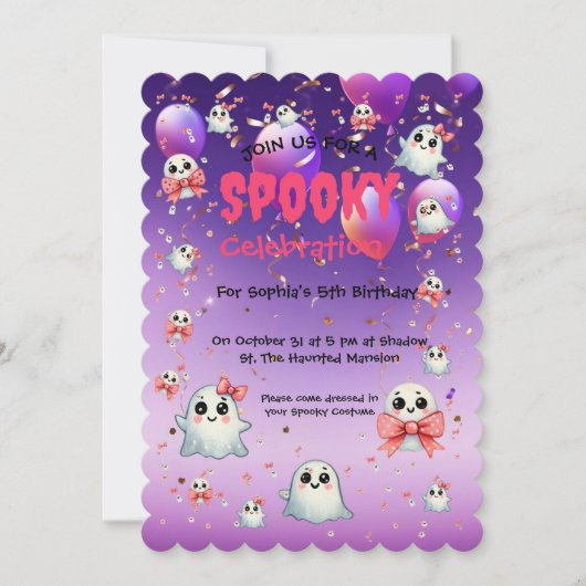 Schattigee Pastel Spooky Ghost Kids Verjaardagsuit Kaart (Voorkant)