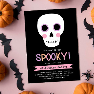 Schattigee Pastel Spooky Skull en Stars Halloween  Kaart