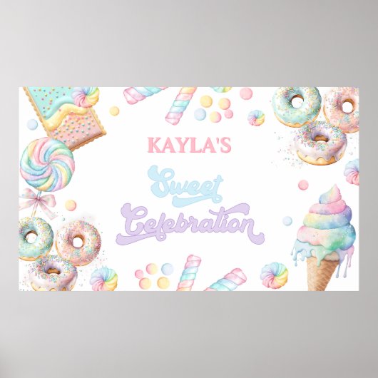 Schattigee Pastel Sweet Candyland Lollipop Girl Ve Poster (Voorkant)