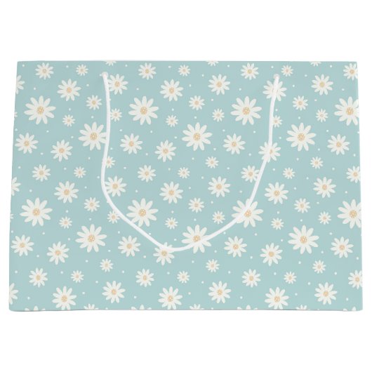 Schattigee Pastel Turquoise Flower Gift Bag Groot Cadeauzakje (Voorkant)