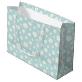 Schattigee Pastel Turquoise Flower Gift Bag Groot Cadeauzakje (Voorkant Gekanteld)