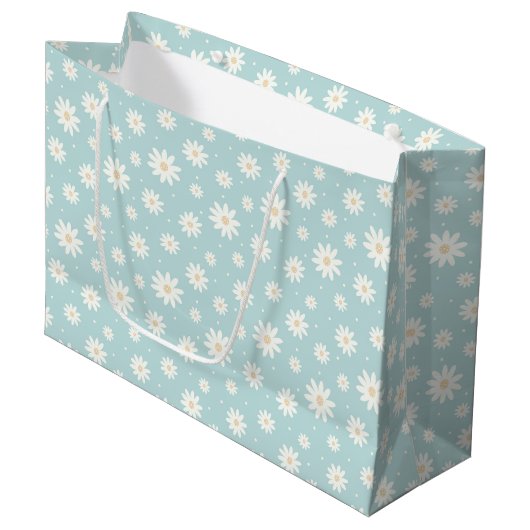 Schattigee Pastel Turquoise Flower Gift Bag Groot Cadeauzakje (Voorkant Gekanteld)