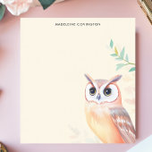 Schattigee Pastel Uil Minimalist Personalised Name Notitieblok