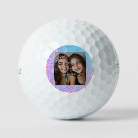 Schattigee pastel vaporwave stripe foto rand golfballen (Voorkant)