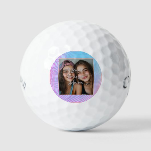 Schattigee pastel vaporwave stripe foto rand golfballen (Voorkant)