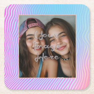 Schattigee pastel vaporwave stripe foto rand kartonnen onderzetters