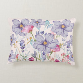 Schattigee pastel waterverf bloemen girly Roze Accent Kussen