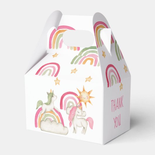 Schattigee pastel Waterverf eenhoorns en boho rege Bedankdoosjes (Achterkant)