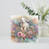 Schattigee pastel Waterverf lam religieus Pasen Feestdagenkaart (Staand voorkant)