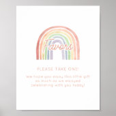Schattigee Pastel Waterverf Rainbow Baby shower Fa Poster (Voorkant)