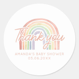 Schattigee Pastel Waterverf Rainbow Baby shower Fa Ronde Sticker