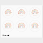 Schattigee Pastel Waterverf Rainbow Baby shower Fa Ronde Sticker (Vel)