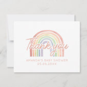 Schattigee Pastel Waterverf Rainbow Baby shower Fl Bedankkaart (Voorkant)
