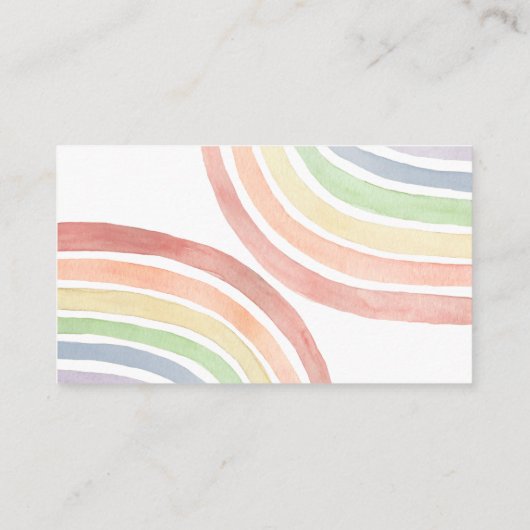 Schattigee Pastel Waterverf Regenboog Baby Luier R Informatiekaartje (Achterkant)