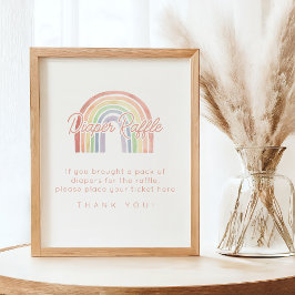 Schattigee Pastel Waterverf Regenboog Baby Luier R Poster