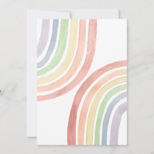 Schattigee Pastel Waterverf Regenboog Baby shower Kaart (Achterkant)