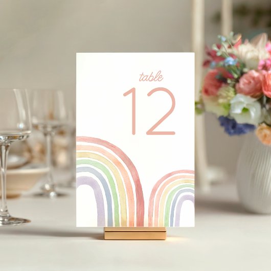 Schattigee Pastel Waterverf Regenboog Baby shower Kaart