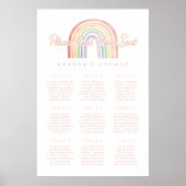 Schattigee Pastel Waterverf Regenboog Douche Zitpl Poster (Voorkant)