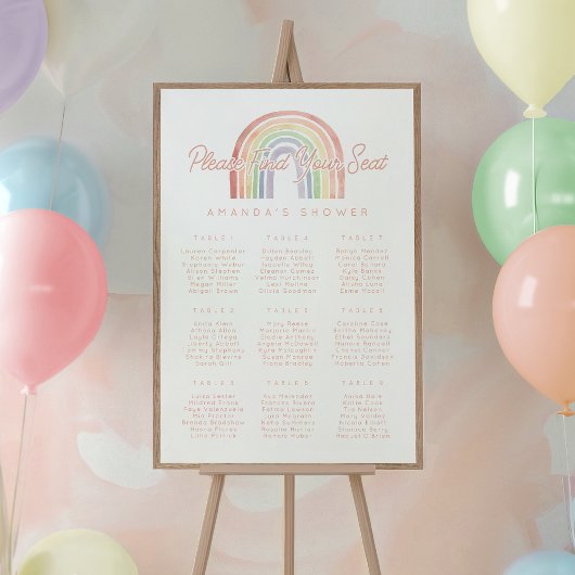 Schattigee Pastel Waterverf Regenboog Douche Zitpl Poster