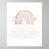 Schattigee Pastel Waterverf Regenboog Kaarten en g Poster (Voorkant)