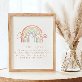 Schattigee Pastel Waterverf Regenboog Kaarten en g Poster