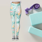 Schattigee pastel Waterverf Summer Surf Party Patt Leggings