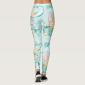 Schattigee pastel Waterverf Summer Surf Party Patt Leggings (Achterkant)