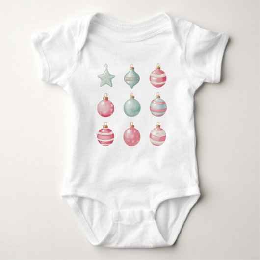 Schattigee Pastel Waterverf Xmas Ornamenten Romper (Voorkant)