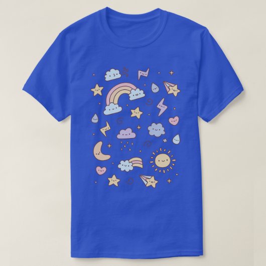 Schattigee Pastel Weer Doodles T-shirt (Design voorkant)