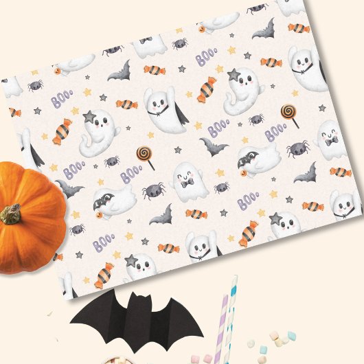 Schattigee Pastel White Boo Ghost Halloween Tissuepapier