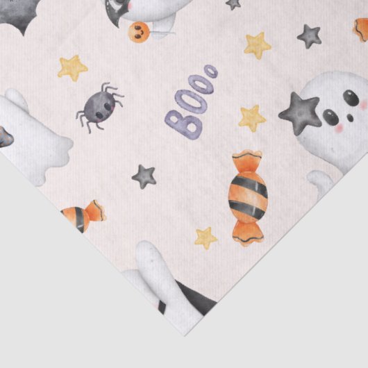 Schattigee Pastel White Boo Ghost Halloween Tissuepapier (Detail)