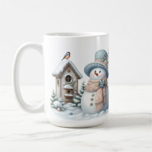 SCHATTIGEE PASTEL WINTER SNEEUWMAN & VOGELHUIS KOFFIEMOK