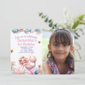 Schattigee Pastel Zeemeermin Verjaardagsfeestuitno Kaart (Staand voorkant)