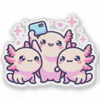Schattigee Pastelaxolotls Nieuwe Design Selfie Vin Sticker