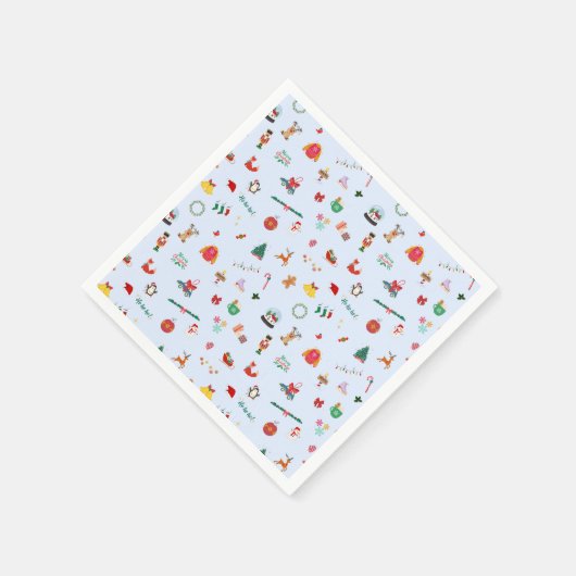 Schattigee pastelblauwe kerstfeestdecoratie servet (Hoek)