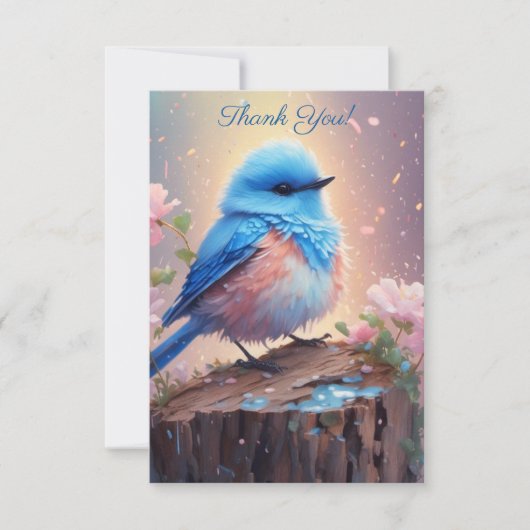 Schattigee pastelblauwe vogel dank u bedankkaart (Voorkant)