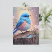 Schattigee pastelblauwe vogel dank u bedankkaart (Staand voorkant)