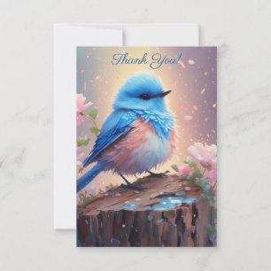Schattigee pastelblauwe vogel dank u bedankkaart