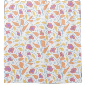 Schattigee Pastelbloem Bloem Blauw Roze Geel Douchegordijn (Voorkant)