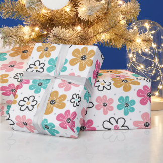 Schattigee pastelbloem cadeaupapier