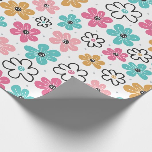 Schattigee pastelbloem cadeaupapier (Hoek)