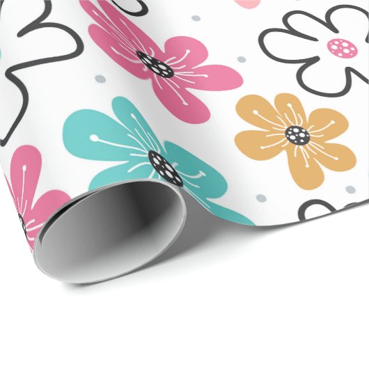 Schattigee pastelbloem cadeaupapier (Rol Hoek)