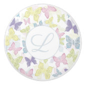 Schattigee pastelbotanische vlinders keramische knop (Voorkant)