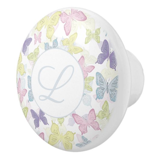 Schattigee pastelbotanische vlinders keramische knop (Rechts)