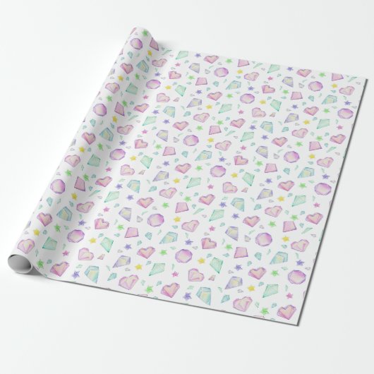 Schattigee pasteldiamanten cadeaupapier (Uitgerold)