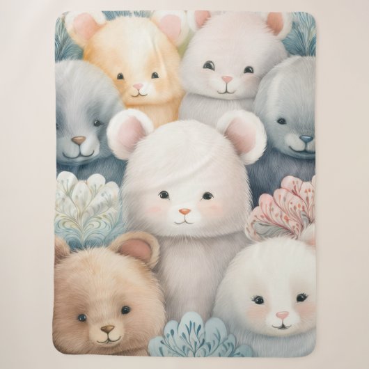 Schattigee pasteldieren voor Baby Sherpa Deken (Voorkant)
