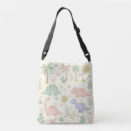 Schattigee pasteldinosaurussen crossbody tas (Achterkant)