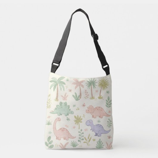 Schattigee pasteldinosaurussen crossbody tas (Voorkant)