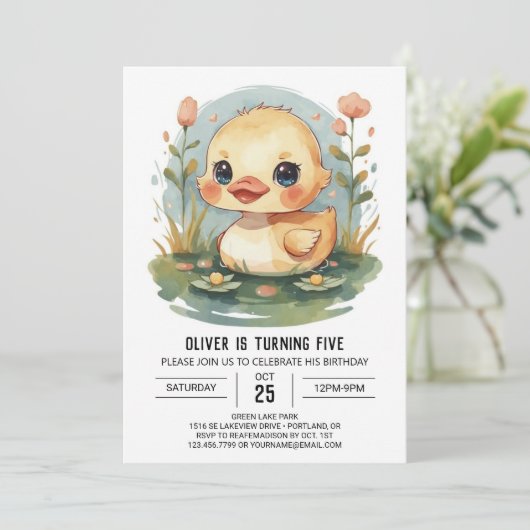 Schattigee pasteleend Verjaardag Kaart (Staand voorkant)