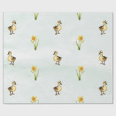 Schattigee pasteleenden en narcissen cadeaupapier (Vlak)